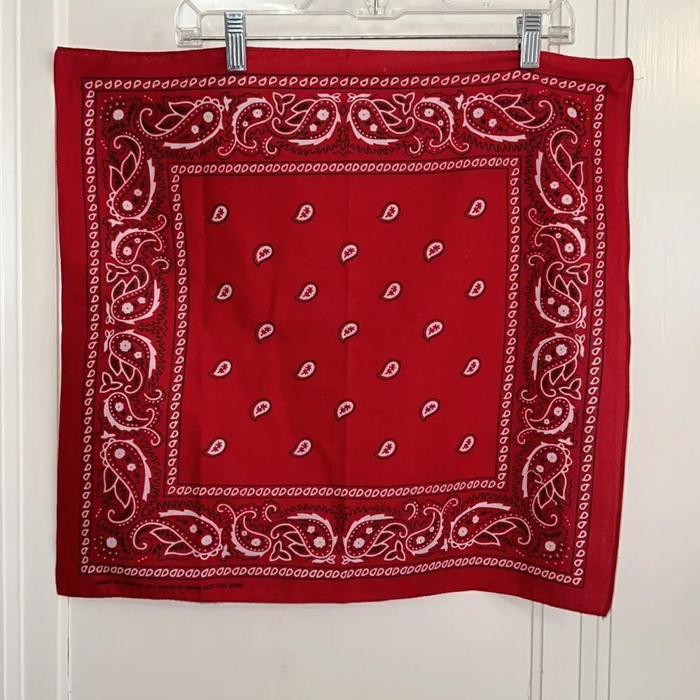 Paris Accessories red,‎ white & black paisley print cotton bandanna square scarf